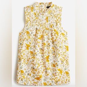 J.Crew Pintuck Cotton Poplin Top in Sunny Blooms